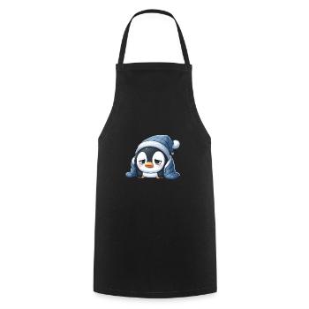 Pingouin fatigué - Tablier de cuisine - noir - Devant - AI Model Male 185 dark (185cm)