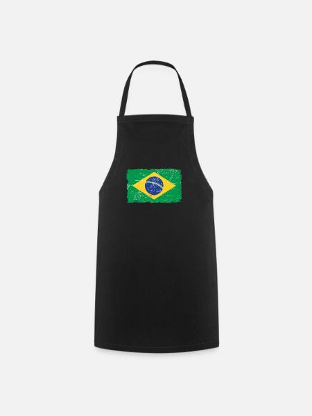 Brazil Vintage Flag - Kochschürze - Schwarz