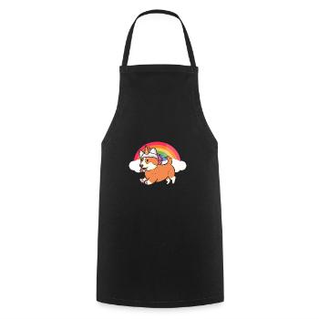 Corgi Unicorn - Cooking Apron - black - Front - AI Model Male 185 dark (185cm)
