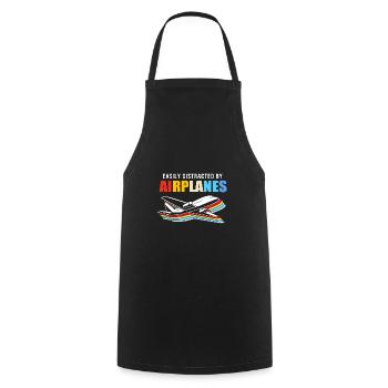 Air traffic controller - Cooking Apron - black - Front - AI Model Male 185 dark (185cm)