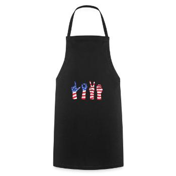 Langue des signes ASL sourd - Tablier de cuisine - noir - Devant - AI Model Male 185 dark (185cm)
