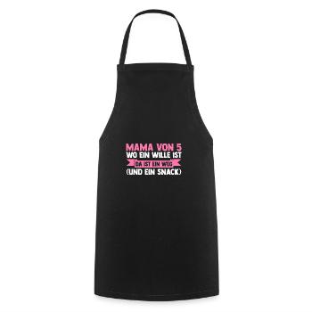 Mom of 5 children - Cooking Apron - black - Front - AI Model Male 185 dark (185cm)