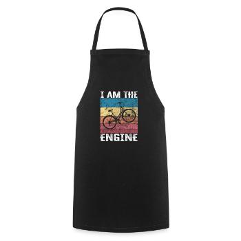 I'm the engine - funny bike saying - Cooking Apron - black - Front - AI Model Male 185 dark (185cm)