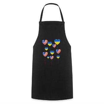 USA: Solidarity and a heart for Ukraine - Cooking Apron - black - Front - AI Model Male 185 dark (185cm)