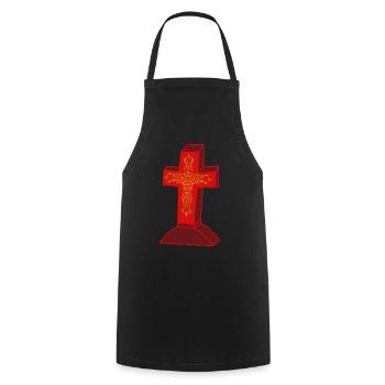 Grabstein Grab Kreuz Kreuze Friedhof Tod Jenseits - Kochschürze - Schwarz - Vorne - AI Model Male 185 dark (185cm)