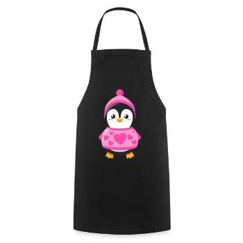 Süßer Pinguin mit Herz Pulover und Mütze - Kochschürze - Schwarz - Vorne - AI Model Male 185 dark (185cm)