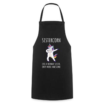 Sistercorn IV - Awesome Sister Unicorn - Cooking Apron - black - Front - AI Model Male 185 dark (185cm)