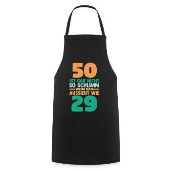 Fünfzig 50 Jahre Fünfzigster Geburtstag - Kochschürze - Schwarz - Vorne - AI Model Male 185 dark (185cm)