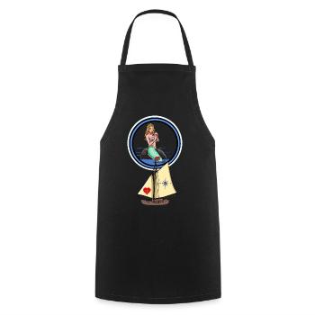 Maritime Seaman Mermaid Mermaid Sailing Ship Ahoy - Cooking Apron - black - Front - AI Model Male 185 dark (185cm)