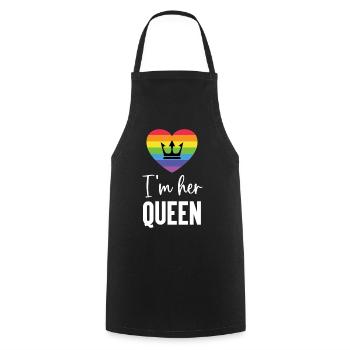 Mois de la fierté LGBT - Je suis sa reine - Tablier de cuisine - noir - Devant - AI Model Male 185 dark (185cm)
