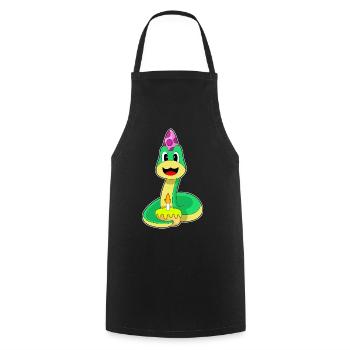 Schlange Geburtstag Kuchen - Kochschürze - Schwarz - Vorne - AI Model Male 185 dark (185cm)