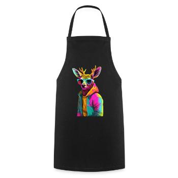 Deer with Sunglasses Colorful Cool Deer Forest Animal - Cooking Apron - black - Front - AI Model Male 185 dark (185cm)