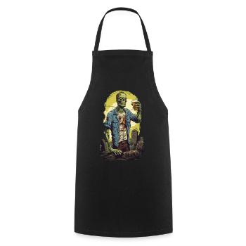 Halloween Zombie Grusel Bier Party Retro Design - Kochschürze - Schwarz - Vorne - AI Model Male 185 dark (185cm)