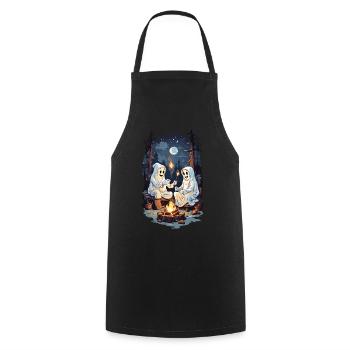 Funny Halloween Ghosts Grilling Campfire - Cooking Apron - black - Front - AI Model Male 185 dark (185cm)