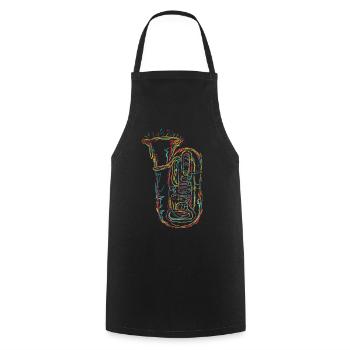 Croquis de tuba - Tablier de cuisine - noir - Devant - AI Model Male 185 dark (185cm)