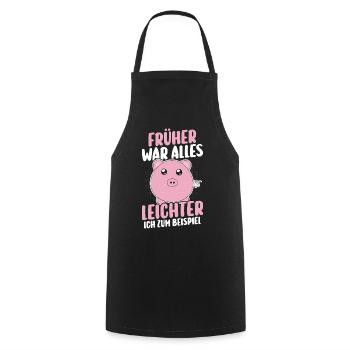 Autrefois, il n’y avait que des dictons drôles de cochon léger - Tablier de cuisine - noir - Devant - AI Model Male 185 dark (185cm)