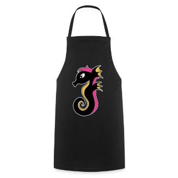 Blühendes Neon-Seepferdchen - Kochschürze - Schwarz - Vorne - AI Model Male 185 dark (185cm)