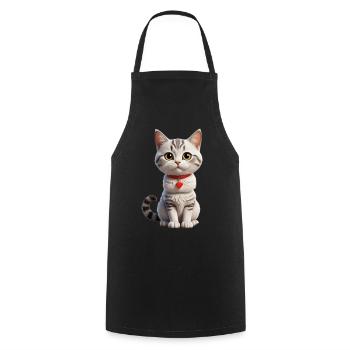 Zeichentrick Katze / cartoon cat - Kochschürze - Schwarz - Vorne - AI Model Male 185 dark (185cm)
