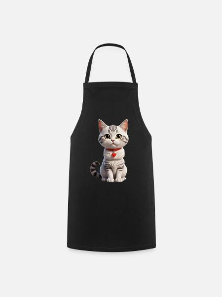 Chat de dessin animé / chat de dessin animé - Tablier de cuisine - noir