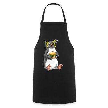 Pinguin Cheeseburger - Kochschürze - Schwarz - Vorne - AI Model Male 185 dark (185cm)
