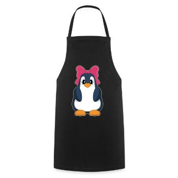 Pinguin Haarschleife - Kochschürze - Schwarz - Vorne - AI Model Male 185 dark (185cm)