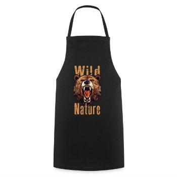 Grizzly Bear Roaring Bear Head Nature Wilderness Forest - Cooking Apron - black - Front - AI Model Male 185 dark (185cm)