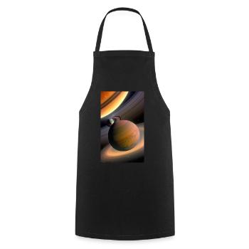 Celestial Ringed Planets Artwork - Cooking Apron - black - Front - AI Model Male 185 dark (185cm)
