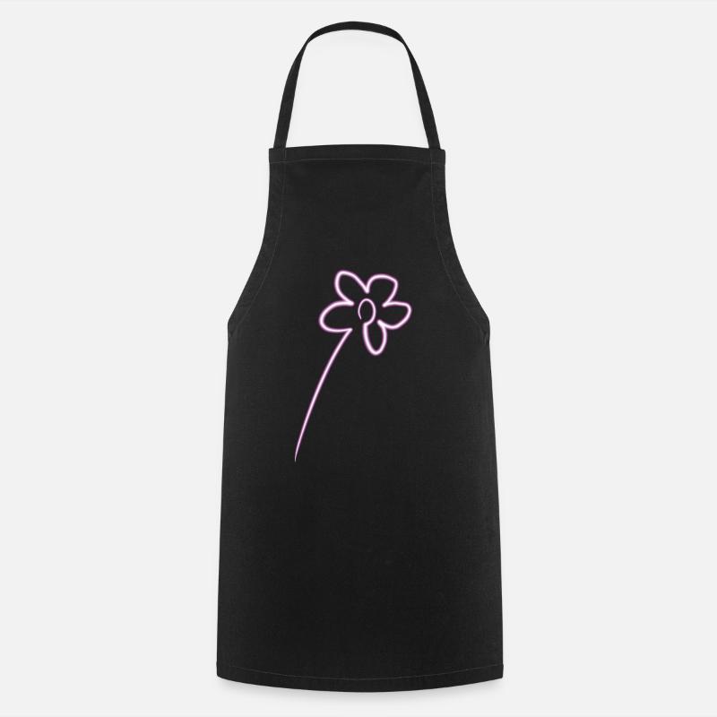 Fleur rose néon - Motif de fleur lumineuse - Tablier de cuisine - noir