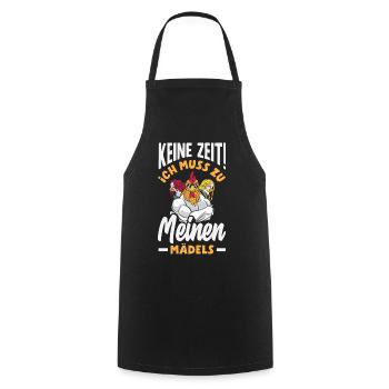Pas le temps! Je dois aller vers mes filles – des poulets - Tablier de cuisine - noir - Devant - AI Model Male 185 dark (185cm)