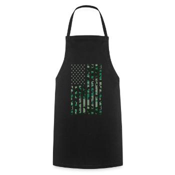 Drapeau des États-Unis Camoflage - Tablier de cuisine - noir - Devant - AI Model Male 185 dark (185cm)