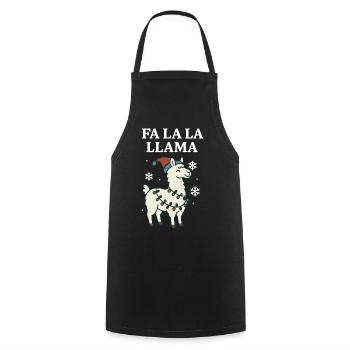 Fa La La Llama Drôle de Noël Père Noël - Tablier de cuisine - noir - Devant - AI Model Male 185 dark (185cm)