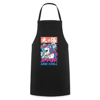 Niedliche Einhorn-K-Pop- und entspannte koreanische Musik-Anime - Kochschürze - Schwarz - Vorne - AI Model Male 185 dark (185cm)