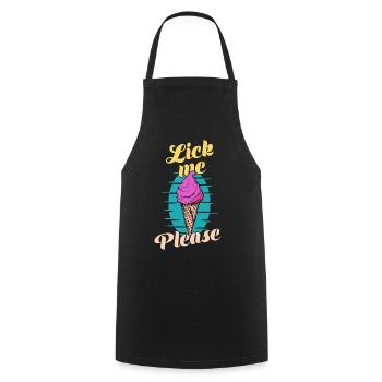 Lick Me Please Eis Cream Funny Retro Art - Cooking Apron - black - Front - AI Model Male 185 dark (185cm)