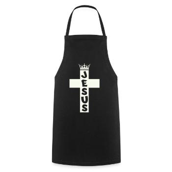 Jesus Kreuz Krone Grafik - Kochschürze - Schwarz - Vorne - AI Model Male 185 dark (185cm)