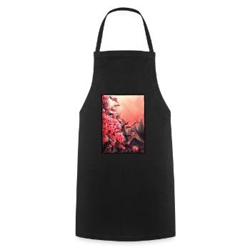 Kirschblüten Japan, Kunst Landschaft Gebirge Asien - Kochschürze - Schwarz - Vorne - AI Model Male 185 dark (185cm)