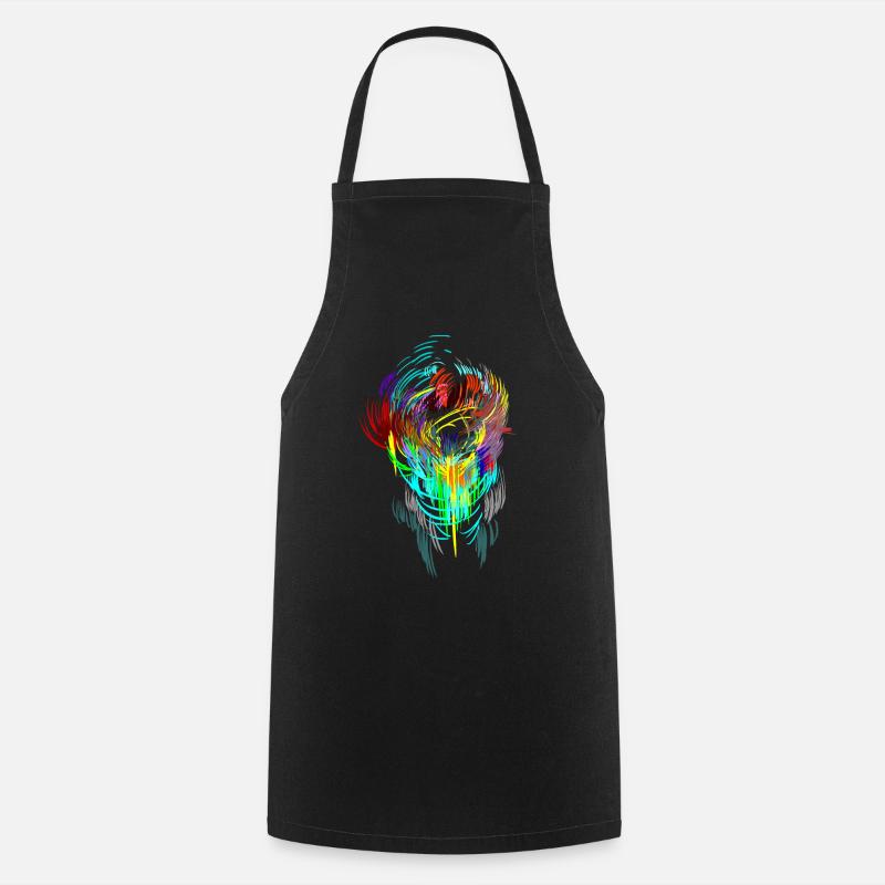 Neon - Maske Sci-Fi psychedellic Techno Gamer Head - Kochschürze - Schwarz