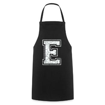 Letter S in white in the used look - Cooking Apron - black - Front - AI Model Male 185 dark (185cm)