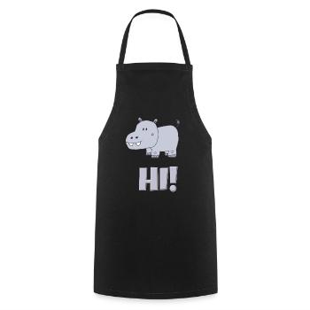 Hippopotamus Hi - Cooking Apron - black - Front - AI Model Male 185 dark (185cm)
