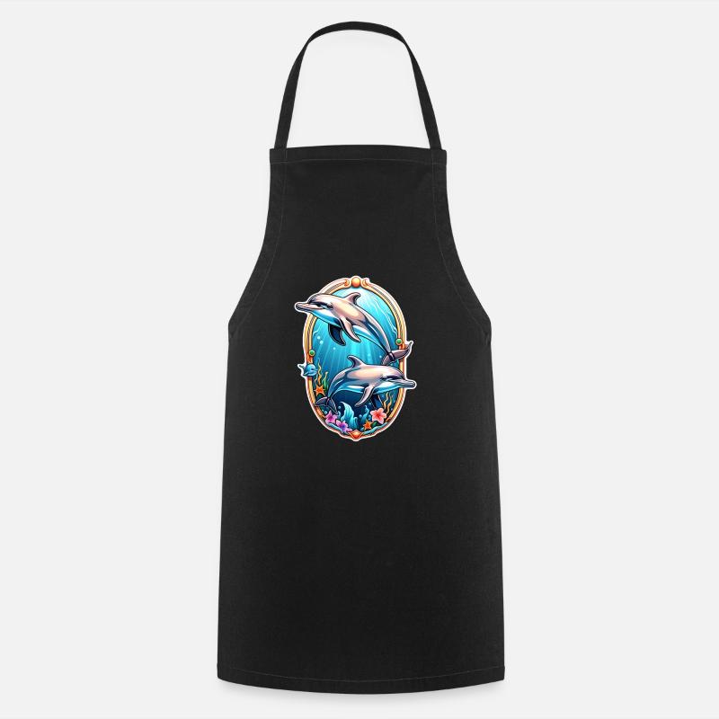 dauphin et ocean - Tablier de cuisine - noir
