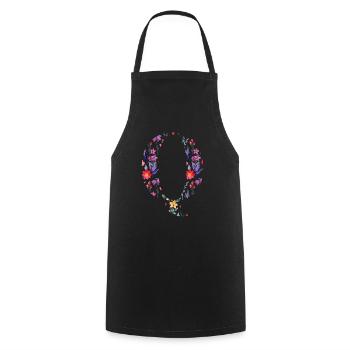 Personalized Floral Q Letter - Gift Idea - Cooking Apron - black - Front - AI Model Male 185 dark (185cm)