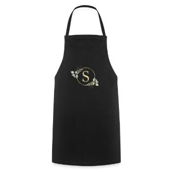 Personalisierbar Monogramm S - Kochschürze - Schwarz - Vorne - AI Model Male 185 dark (185cm)