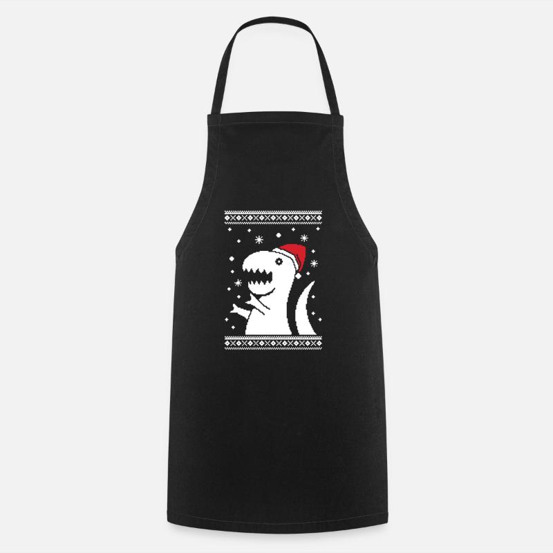 t-rex ugly christmas dinosaur - Cooking Apron - black
