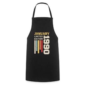 January 1990 - January 1990 Birthday Gift - Cooking Apron - black - Front - AI Model Male 185 dark (185cm)