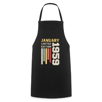 Janvier 1959 - Cadeau anniversaire Janvier 1959 - Tablier de cuisine - noir - Devant - AI Model Male 185 dark (185cm)
