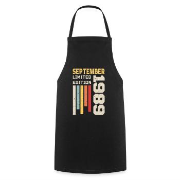 September 1989 Birthday Gift September 1989 - Cooking Apron - black - Front - AI Model Male 185 dark (185cm)