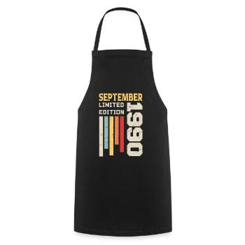 September 1990 Birthday Gift September 1990 - Cooking Apron - black - Front - AI Model Male 185 dark (185cm)