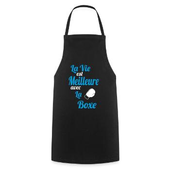 La vie est meilleure avec la boxe - Idée Cadeau - Tablier de cuisine - noir - Devant - AI Model Male 185 dark (185cm)