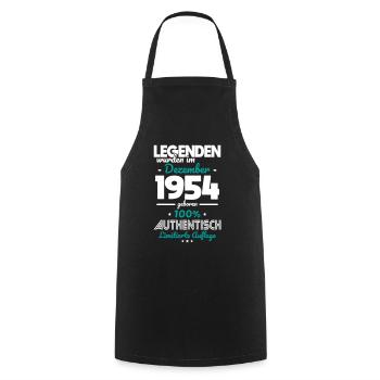70e anniversaire - Les légendes ont été créées en décembre 1954 - Tablier de cuisine - noir - Devant - AI Model Male 185 dark (185cm)