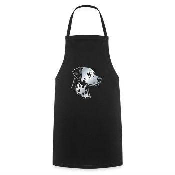 Dalmatien, tête de chien, dessin en argent - Tablier de cuisine - noir - Devant - AI Model Male 185 dark (185cm)
