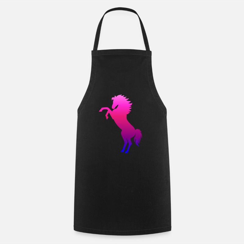 steigendes Pferd pink - Pferde Geschenk - Kochschürze - Schwarz